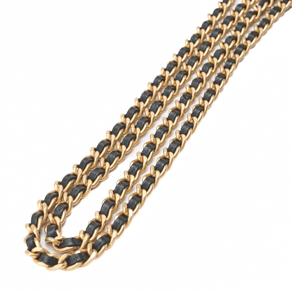CHANEL Chain Wallet Coco Mark Matelasse Suede X Lambskin Black Gold-Tone Hardware, Pre-Owned
