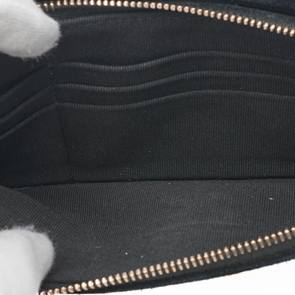 CHANEL Chain Wallet Coco Mark Matelasse Suede X Lambskin Black Gold-Tone Hardware, Pre-Owned
