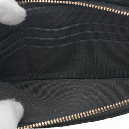 CHANEL Chain Wallet Coco Mark Matelasse Suede X Lambskin Black Gold-Tone Hardware, Pre-Owned