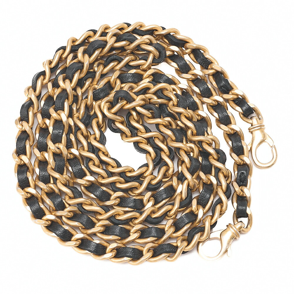 CHANEL Chain Wallet Coco Mark Matelasse Suede X Lambskin Black Gold-Tone Hardware, Pre-Owned