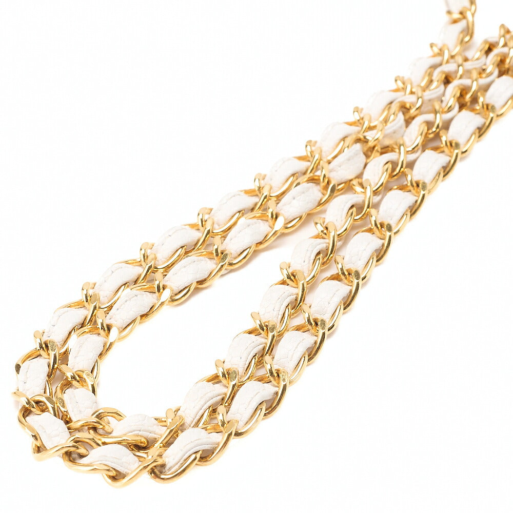 CHANEL Matelasse Plate Charm Trapezoidal Chain Shoulder Caviar Skin White Gold-Tone Hardware, Pre-Owned