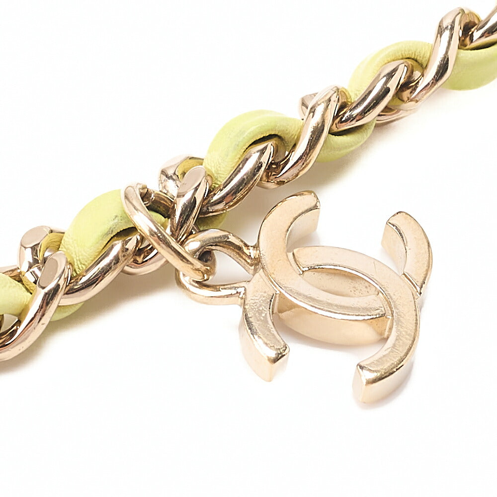 CHANEL Tweed X Leather Coco Mark Full Flap Chain Shoulder Light Green Gold-Tone Hardware, Pre-Owned