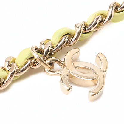 CHANEL Tweed X Leather Coco Mark Full Flap Chain Shoulder Light Green Gold-Tone Hardware, Pre-Owned