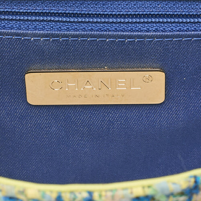 CHANEL Tweed X Leather Coco Mark Full Flap Chain Shoulder Light Green Gold-Tone Hardware, Pre-Owned