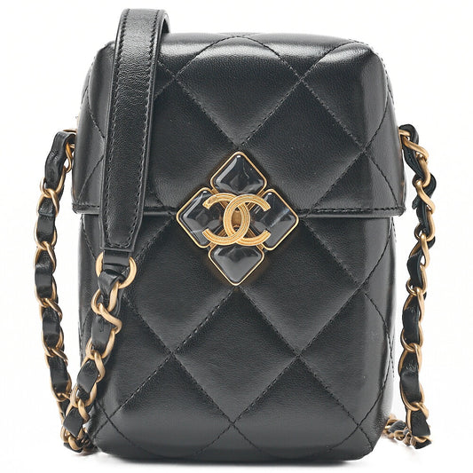 CHANEL Lambskin Matelasse Coco Mark Griffore Box Bag Chain Shoulder Gold-Tone Hardware, Pre-Owned