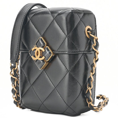 CHANEL Lambskin Matelasse Coco Mark Griffore Box Bag Chain Shoulder Gold-Tone Hardware, Pre-Owned
