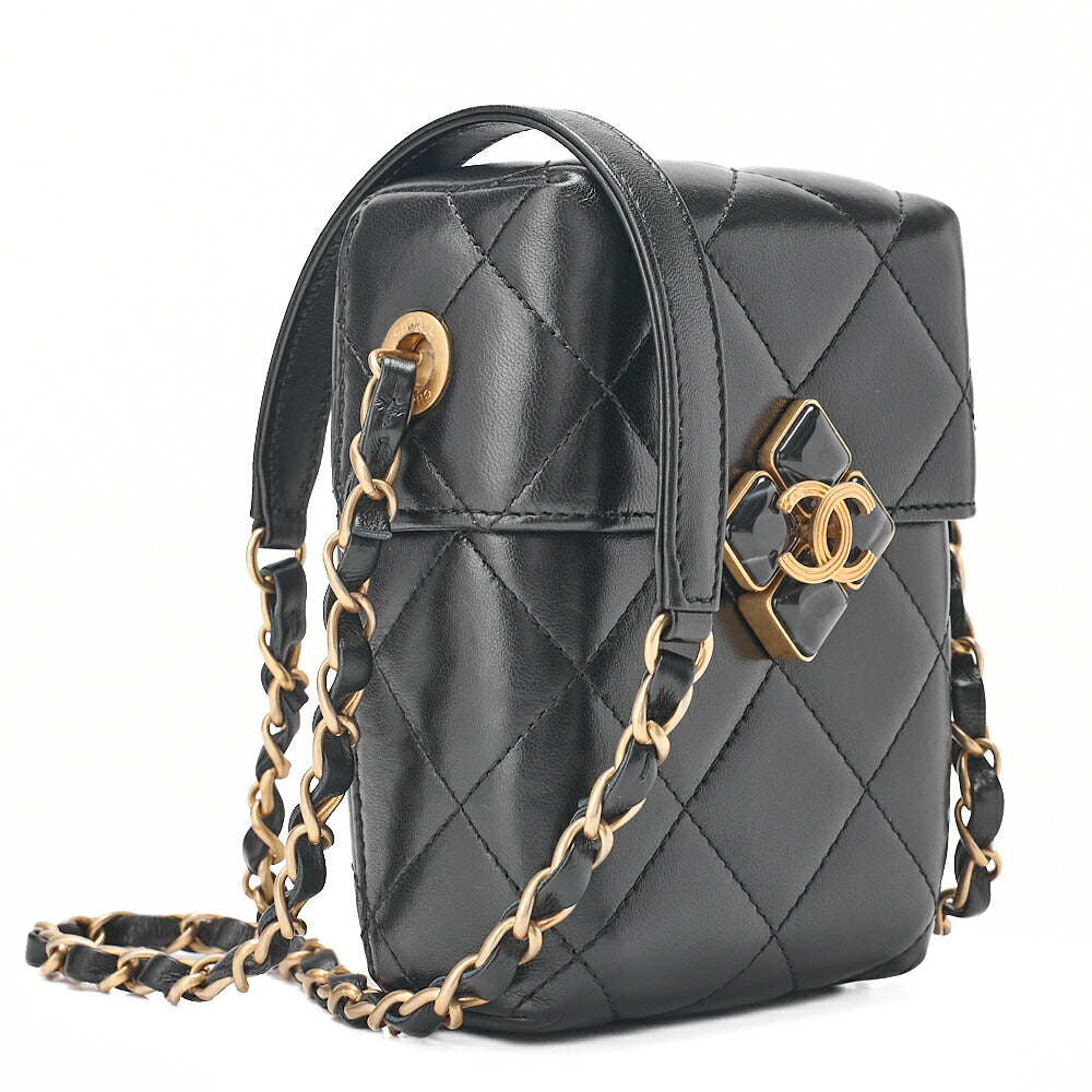 CHANEL Lambskin Matelasse Coco Mark Griffore Box Bag Chain Shoulder Gold-Tone Hardware, Pre-Owned