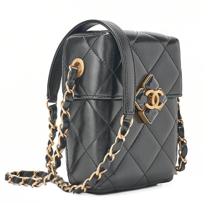 CHANEL Lambskin Matelasse Coco Mark Griffore Box Bag Chain Shoulder Gold-Tone Hardware, Pre-Owned