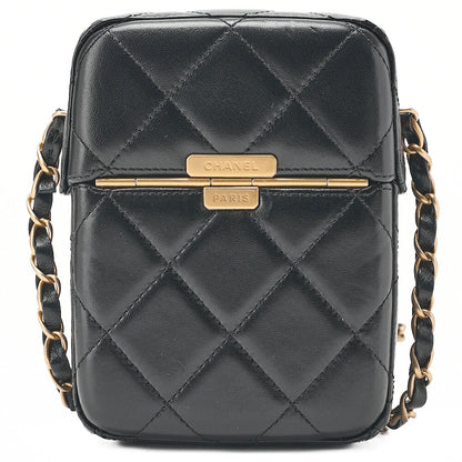 CHANEL Lambskin Matelasse Coco Mark Griffore Box Bag Chain Shoulder Gold-Tone Hardware, Pre-Owned