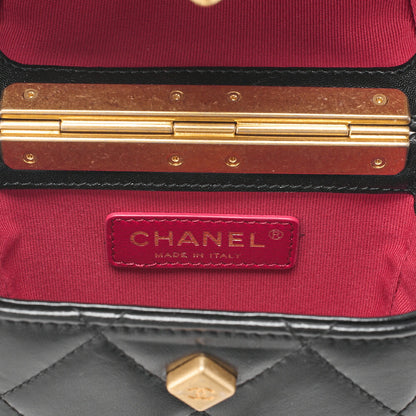 CHANEL Lambskin Matelasse Coco Mark Griffore Box Bag Chain Shoulder Gold-Tone Hardware, Pre-Owned