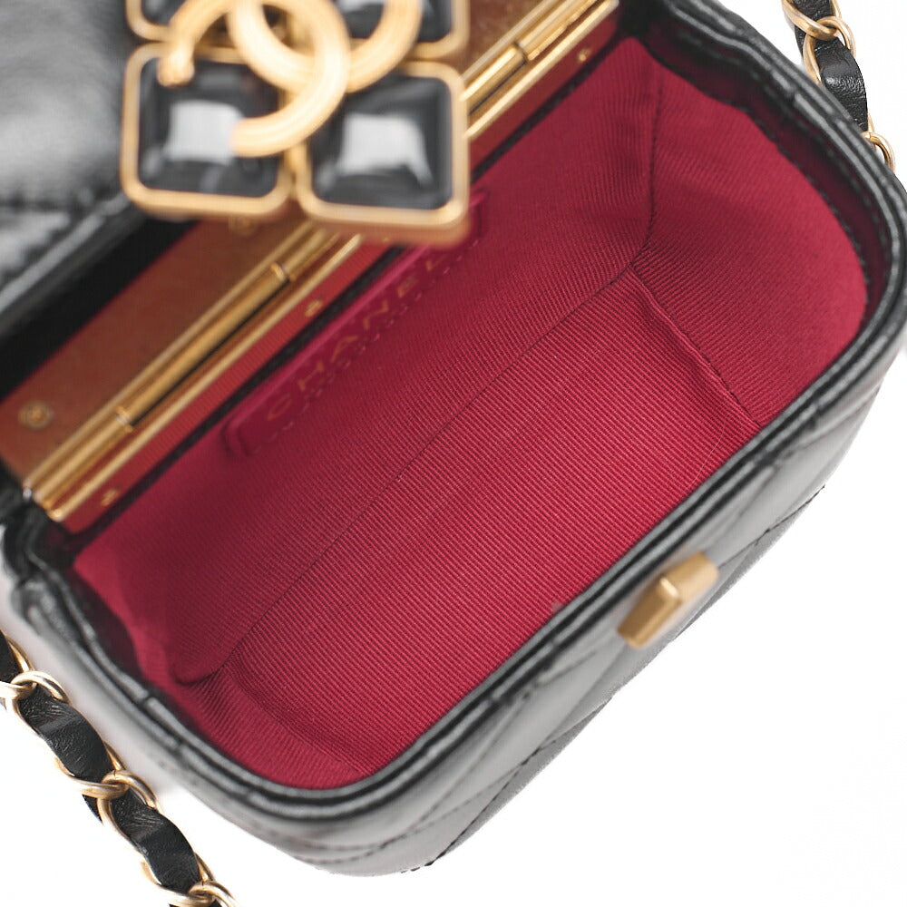 CHANEL Lambskin Matelasse Coco Mark Griffore Box Bag Chain Shoulder Gold-Tone Hardware, Pre-Owned