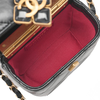 CHANEL Lambskin Matelasse Coco Mark Griffore Box Bag Chain Shoulder Gold-Tone Hardware, Pre-Owned