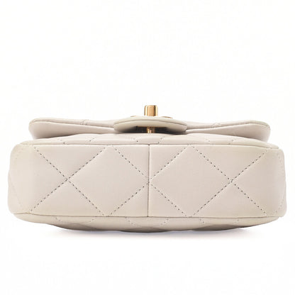 CHANEL Lambskin Mini Matelasse Ball Chain Shoulder Gray Gold-Tone Hardware, Pre-Owned