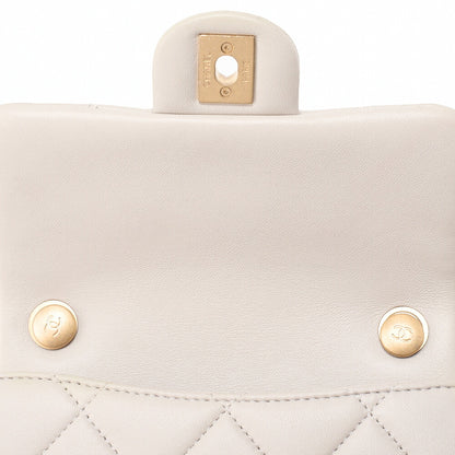 CHANEL Lambskin Mini Matelasse Ball Chain Shoulder Gray Gold-Tone Hardware, Pre-Owned