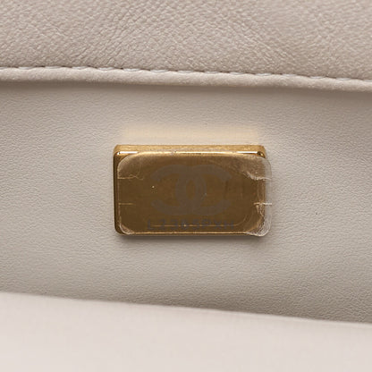 CHANEL Lambskin Mini Matelasse Ball Chain Shoulder Gray Gold-Tone Hardware, Pre-Owned