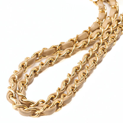 CHANEL Lambskin Matelasse Double Flap 25cm Chain Shoulder Beige Gold-Tone Hardware, Pre-Owned