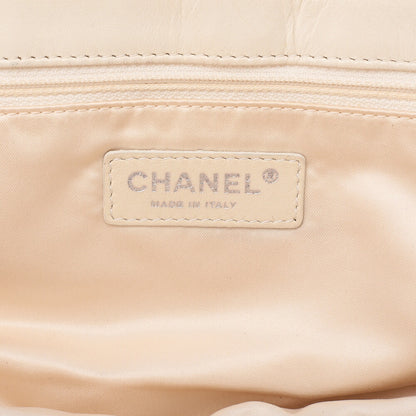 CHANEL Lambskin East Waist 2.55 Lock Chain Shoulder Bag White Silver-Tone Hardware, Pre-Owned