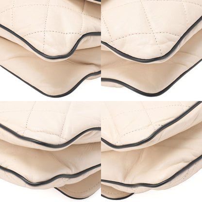CHANEL Lambskin East Waist 2.55 Lock Chain Shoulder Bag White Silver-Tone Hardware, Pre-Owned
