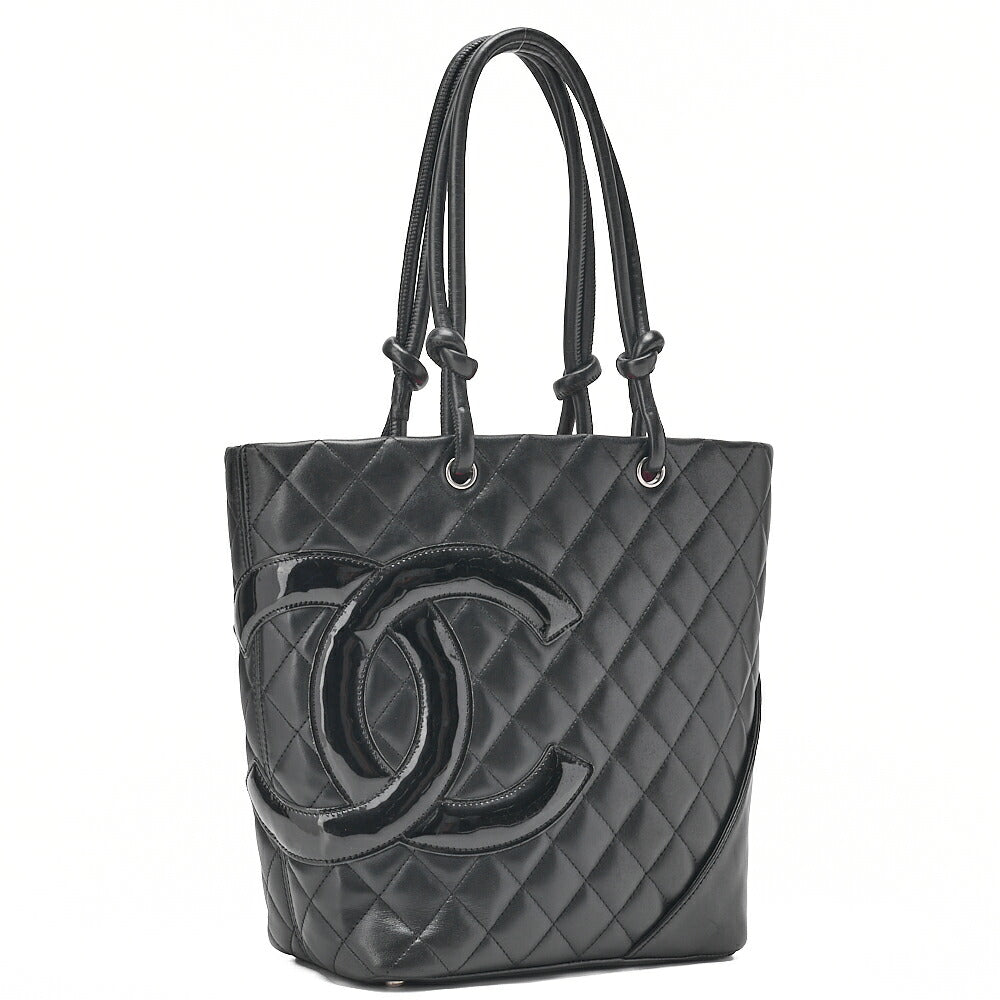 CHANEL Calf Leather x Enamel Cambon Line Boring Bag Black x Black Silver-Tone Hardware, Pre-Owned