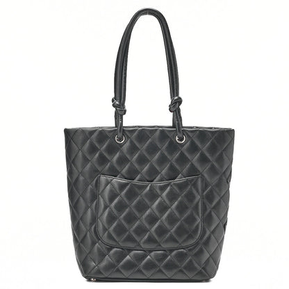 CHANEL Calf Leather x Enamel Cambon Line Boring Bag Black x Black Silver-Tone Hardware, Pre-Owned