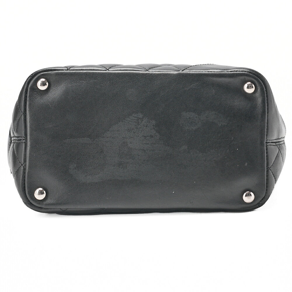 CHANEL Calf Leather x Enamel Cambon Line Boring Bag Black x Black