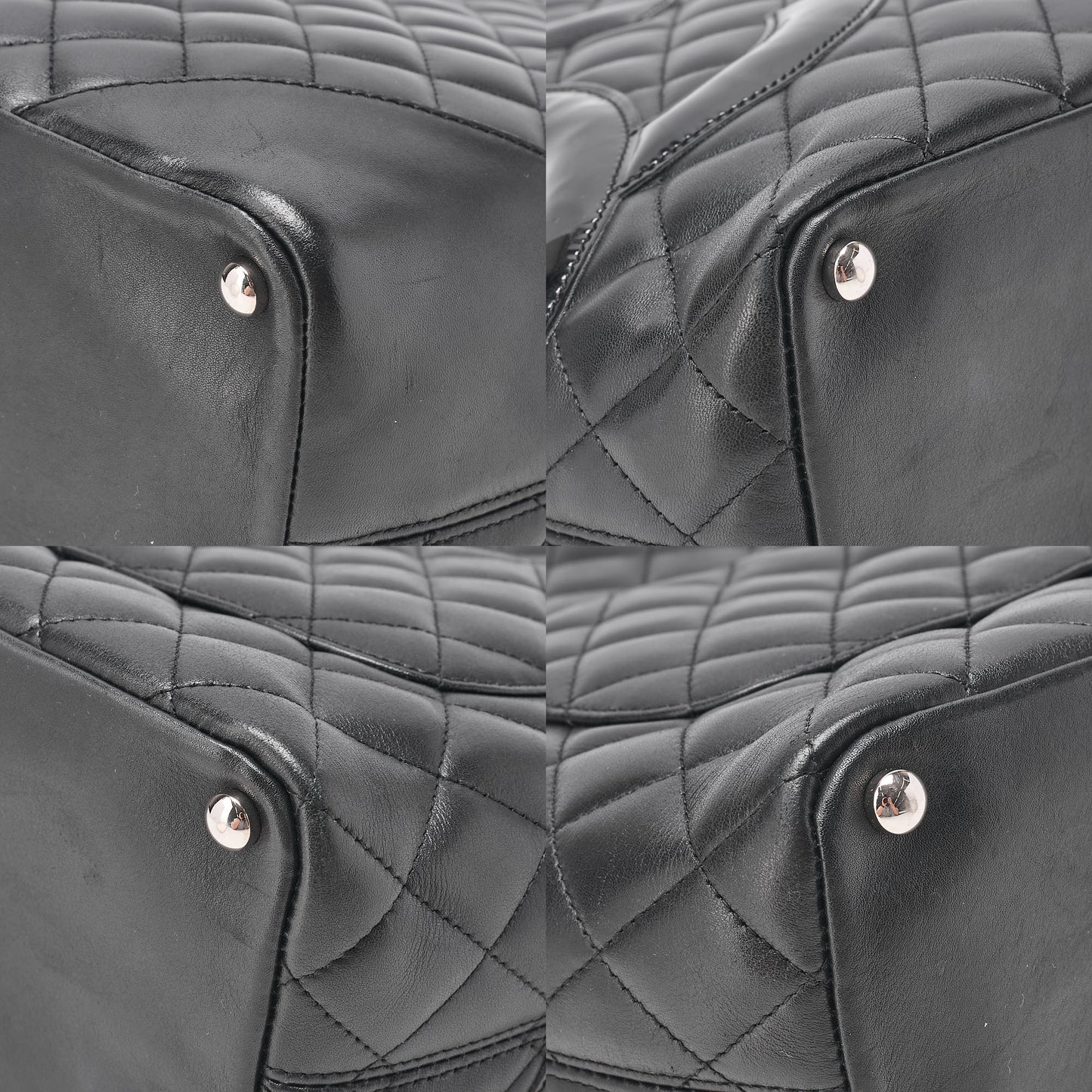 CHANEL Calf Leather x Enamel Cambon Line Boring Bag Black x Black Silver-Tone Hardware, Pre-Owned