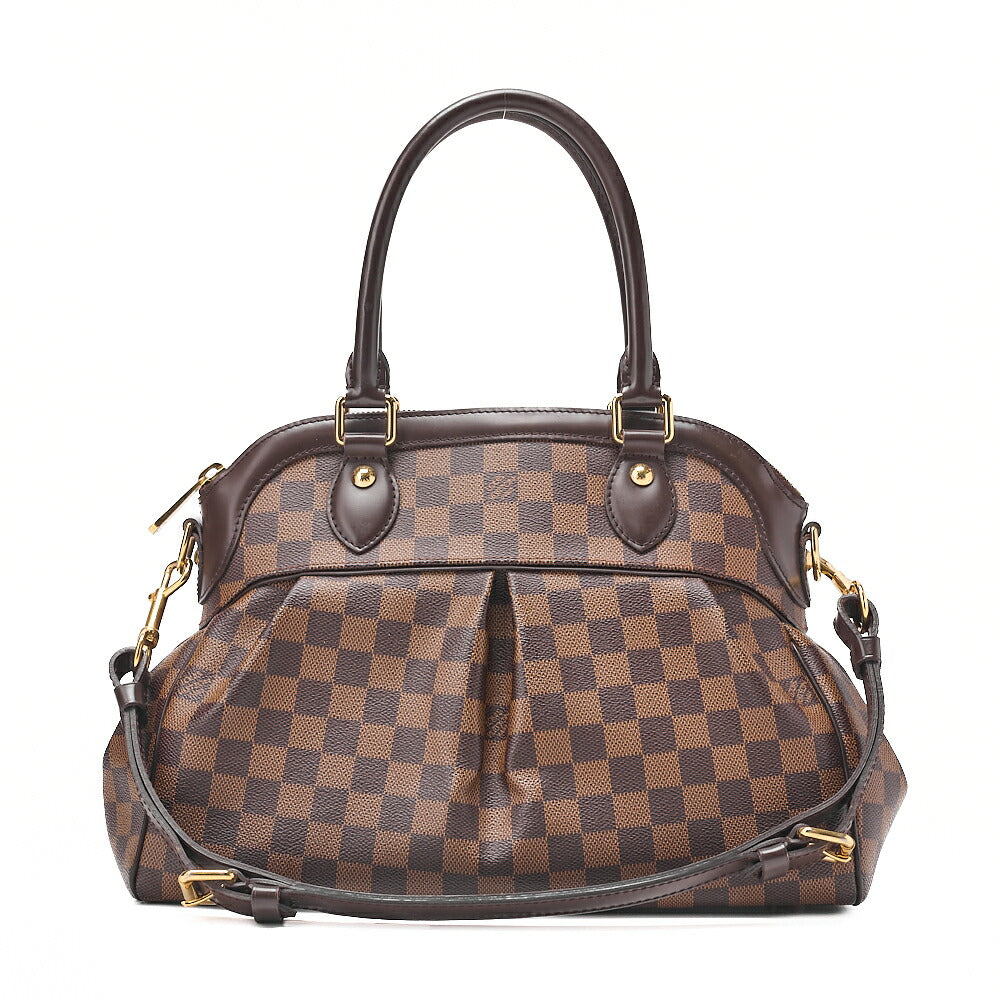 LOUIS VUITTON Louis Vuitton Damier Trevy PM Handbag N51997 Damier Ebene Brown Gold-Tone Hardware, Pre-Owned