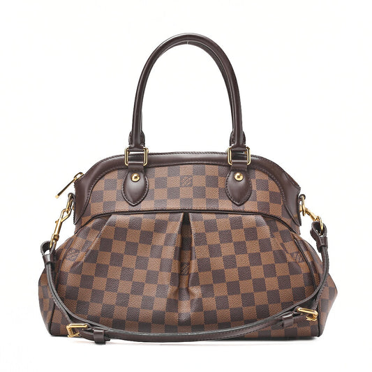 LOUIS VUITTON Louis Vuitton Damier Trevy PM Handbag N51997 Damier Ebene Brown Gold-Tone Hardware, Pre-Owned