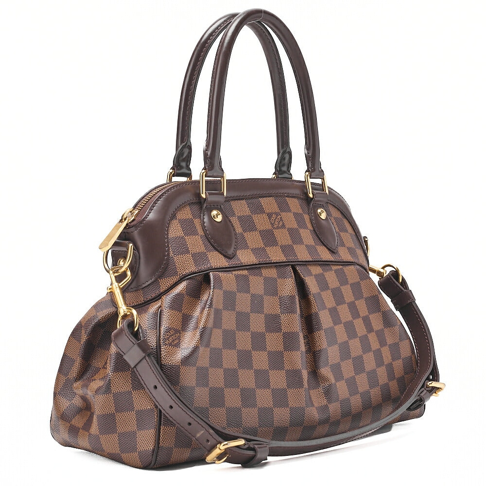 LOUIS VUITTON Louis Vuitton Damier Trevy PM Handbag N51997 Damier Ebene Brown Gold-Tone Hardware, Pre-Owned