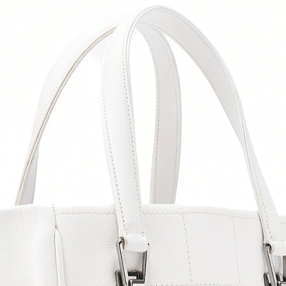 CHANEL Caviar Skin Choco Bar Handbag White Silver-Tone Hardware, Pre-Owned