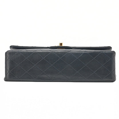 CHANEL Lambskin Matelasse Double Flap 25cm Chain Shoulder Dark Navy Gold-Tone Hardware, Pre-Owned