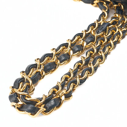 CHANEL Lambskin Matelasse Double Flap 25cm Chain Shoulder Dark Navy Gold-Tone Hardware, Pre-Owned