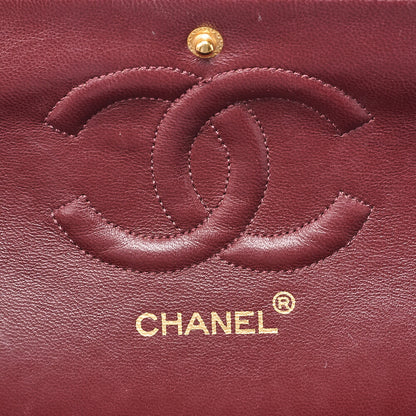 CHANEL Lambskin Matelasse Double Flap 25cm Chain Shoulder Dark Navy Gold-Tone Hardware, Pre-Owned
