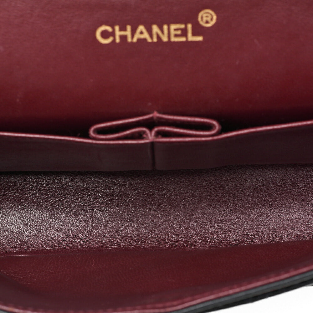CHANEL Lambskin Matelasse Double Flap 25cm Chain Shoulder Dark Navy Gold-Tone Hardware, Pre-Owned