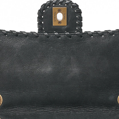 CHANEL Sparkle Leather Matelasse Braided Chain Shoulder Black Gold-Tone Hardware, Pre-Owned