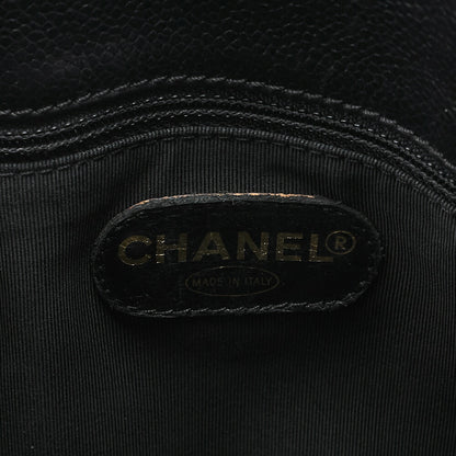 CHANEL Caviar Skin Coco Mark Chain Tote Bag Black Gold-Tone Hardware, Pre-Owned