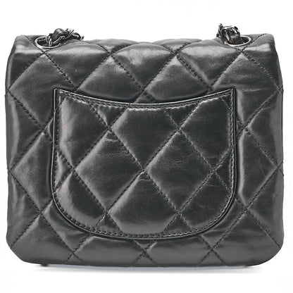 CHANEL Lambskin Mini Matelasse Single Chain Shoulder Black Silver-Tone Hardware, Pre-Owned