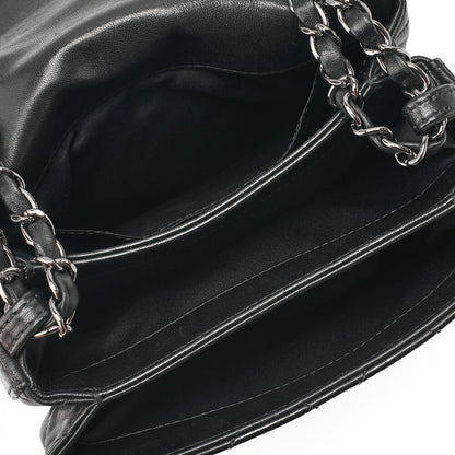 CHANEL Lambskin Mini Matelasse Single Chain Shoulder Black Silver-Tone Hardware, Pre-Owned