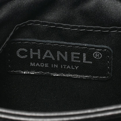 CHANEL Lambskin Mini Matelasse Single Chain Shoulder Black Silver-Tone Hardware, Pre-Owned