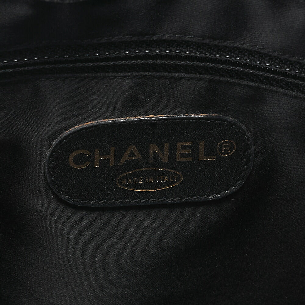 CHANEL Deka Coco Mark Double Chain Shoulder with Ball Charm Large Size Caviar Skin Black Gold-Tone Hardware, Pre-Owned