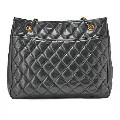 CHANEL Matelasse Double Chain Shoulder with Pull Charm Lambskin Black Gold-Tone Hardware, Pre-Owned