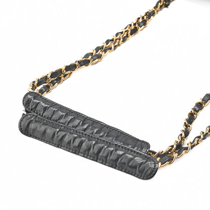 CHANEL Matelasse Double Chain Shoulder with Pull Charm Lambskin Black Gold-Tone Hardware, Pre-Owned