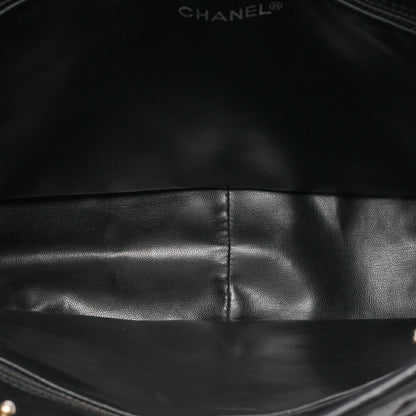 CHANEL Matelasse Double Chain Shoulder with Pull Charm Lambskin Black Gold-Tone Hardware, Pre-Owned