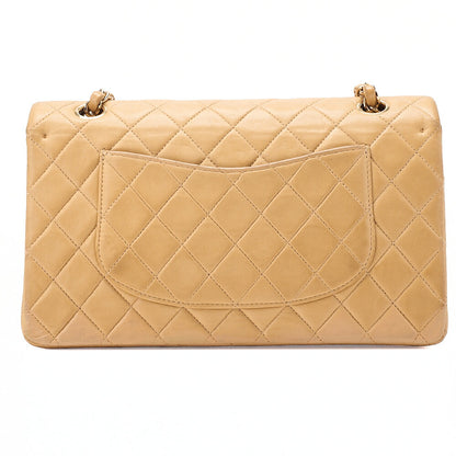 CHANEL Lambskin Matelasse Double Flap 25cm Chain Shoulder Beige Gold-Tone Hardware, Pre-Owned