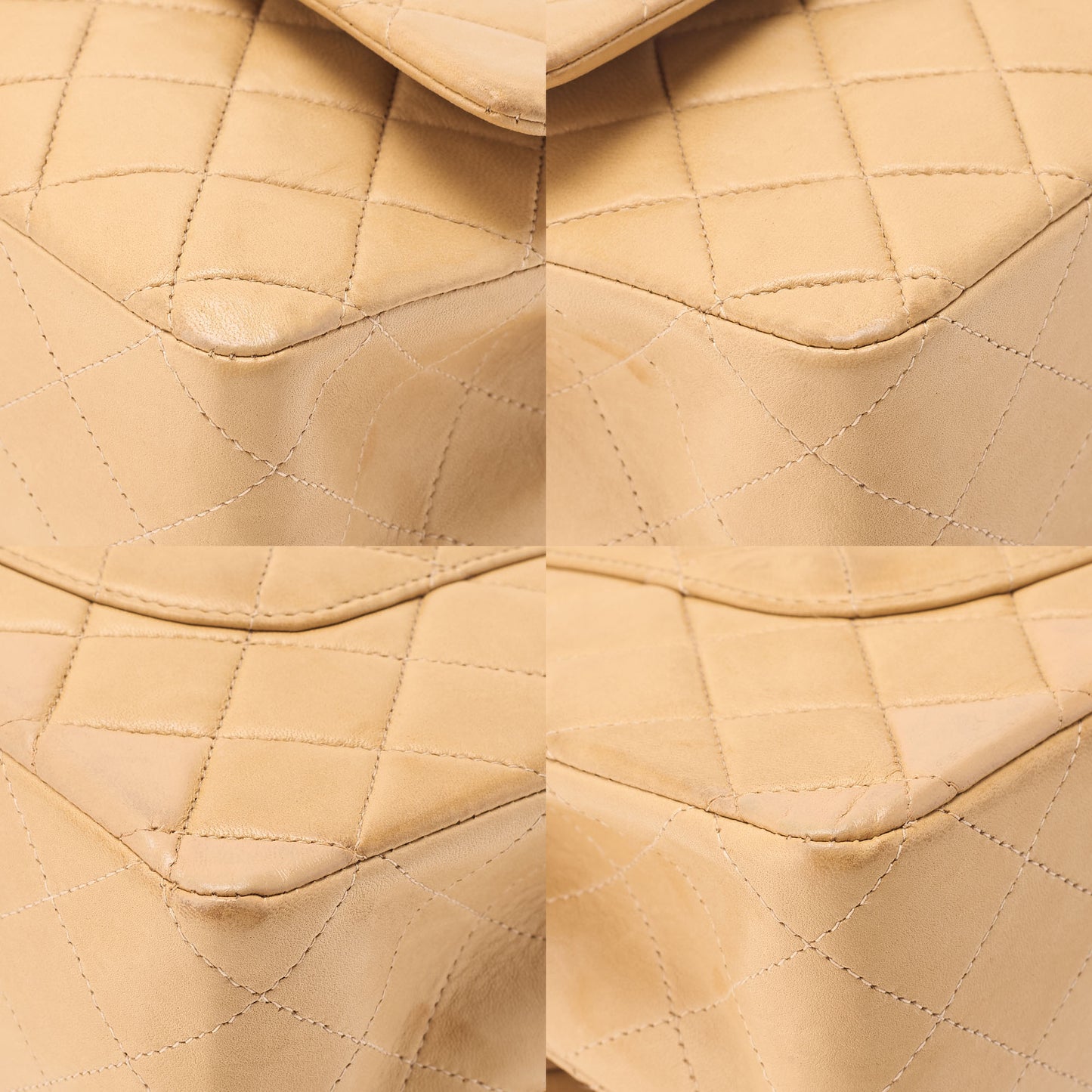 CHANEL Lambskin Matelasse Double Flap 25cm Chain Shoulder Beige Gold-Tone Hardware, Pre-Owned