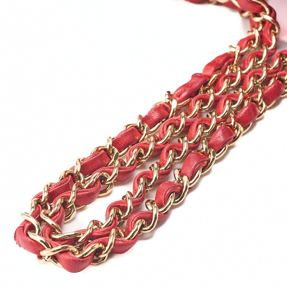 CHANEL Chain Shoulder Bag Matelasse Lambskin Double Flap 25 Turn Lock  Red  Gold-Tone Hardware, Pre-Owned