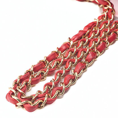 CHANEL Chain Shoulder Bag Matelasse Lambskin Double Flap 25 Turn Lock  Red  Gold-Tone Hardware, Pre-Owned