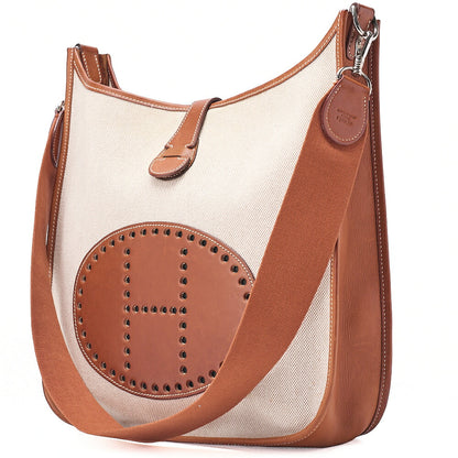 HERMES Hermes Evelyn GM 1-En Shoulder Bag Toile x Balenia Brown Silver-Tone Hardware, Pre-Owned