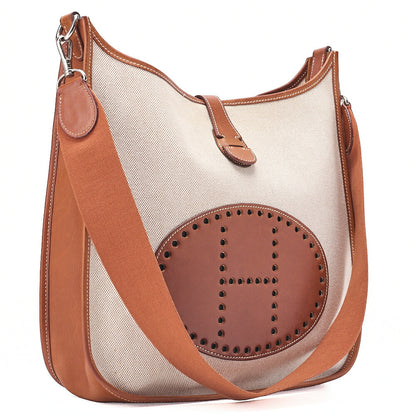 HERMES Hermes Evelyn GM 1-En Shoulder Bag Toile x Balenia Brown Silver-Tone Hardware, Pre-Owned