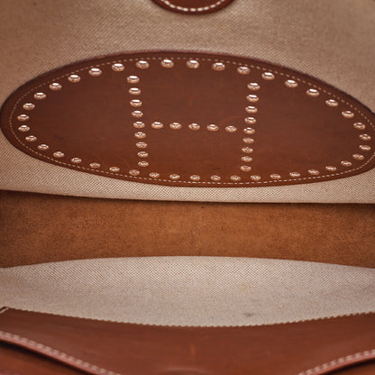 HERMES Hermes Evelyn GM 1-En Shoulder Bag Toile x Balenia Brown Silver-Tone Hardware, Pre-Owned